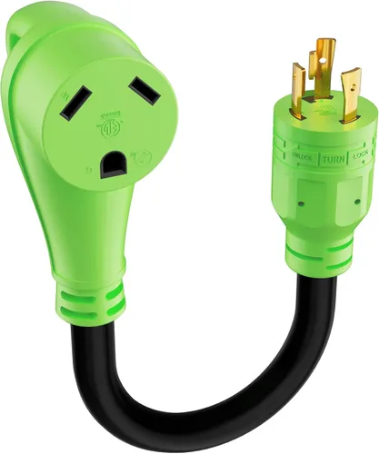 Miniatura 9 de Cable adaptador de generador RV de 30 amperios a 50 amperios, enchufe macho de bloqueo giratorio NEMA L5-30P a receptáculo hembra NEMA 14-50R