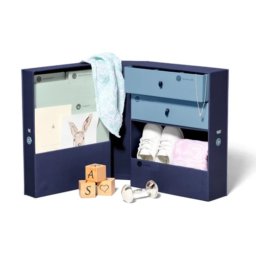 Savor | Caja Organizadora de Recuerdos para Bebé | La Caja de Recuerdos Moderna Minimalista Original Libre de Ácidos con Etiquetas para Tela, Neutra