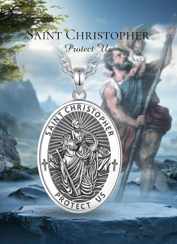 Miniatura 102 de CELESTIA Medallas de plata de ley 925 San Miguel/San Cristóbal/San Benito/San Gabriel/Virgen María/Jesús/Caravaca/Metatrón/Sello de los Siete