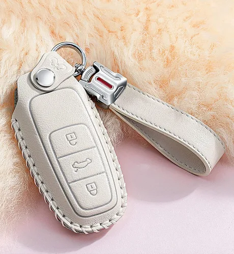 Miniatura 3 de SANRILY Funda de piel de vaca para llavero Audi, Beige