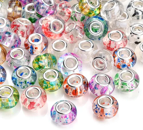 Miniatura 13 de 40 cuentas acrílicas de 0.315 x 0.591 in, cuentas focales para bolígrafos, cuentas planas de acrílico a granel, diamantes de imitación AB