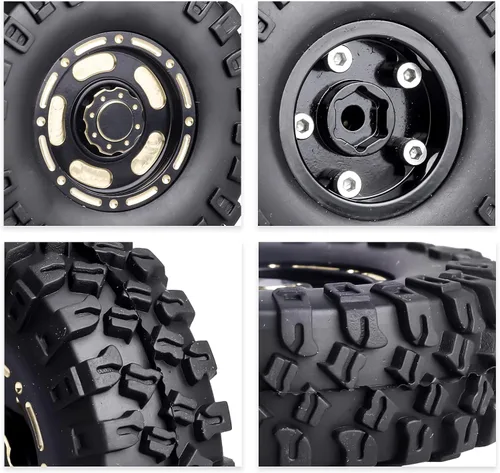 Miniatura 8 de HobbyPark Ruedas y neumáticos Beadlock de latón 1.0 para 1/18 TRX4M Upgrades Parts 1/18 SCX24 1/24 RC Crawler de repuesto, juego de 4 (tipo B)