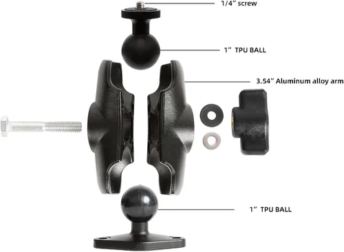 Miniatura 2 de xik Soporte de montaje para cámara: base rómbica de bola de 1 pulgada, rosca de 1/4 "-20 - Compatible con cámara de seguridad Logitech, DSLR, CCTV