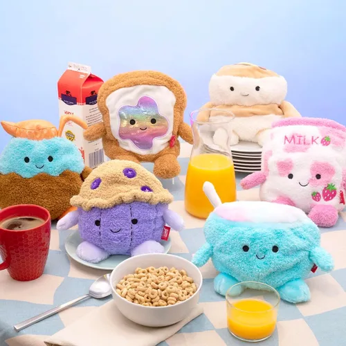 Miniatura 3 de BumBumz Peluches BreakfastBumz de 4.5 pulgadas Paquete de 5 - Muffin de Arándanos Melissa, Café Colton, Tostada con Mermelada Arcoíris Timothy