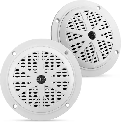 Pyle Altavoces marinos duales de 4 pulgadas, resistente al agua y a la intemperie, sistema de sonido estéreo de audio para exteriores con cono de