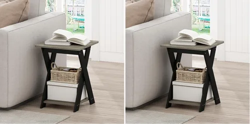 Miniatura 13 de FURINNO - Mesita auxiliar de diseño sencillo Roble Francés/Negro