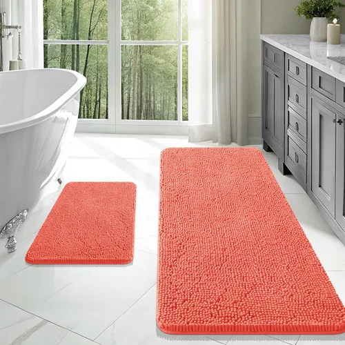 Miniatura 113 de OLANLY Juego de alfombras de baño de 2 piezas, alfombras de baño de chenilla suave y absorbente y alfombra de contorno en forma de U para inodoro