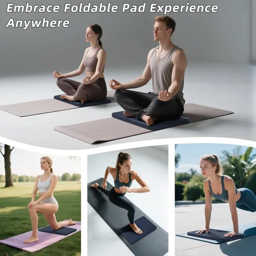 Miniatura 7 de ILILI Rodillera de yoga plegable, almohadilla suave de TPE de 24 x 17 x 0.5 pulgadas (tamaño plegable 17 x 12 x 1 pulgadas) para flexiones