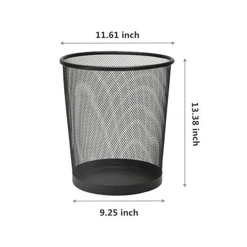Miniatura 4 de Paquete de 10 botes de basura de malla negra, papelera de malla de 6 galones para oficina, papelera de alambre de metal abierto, cesta de basura