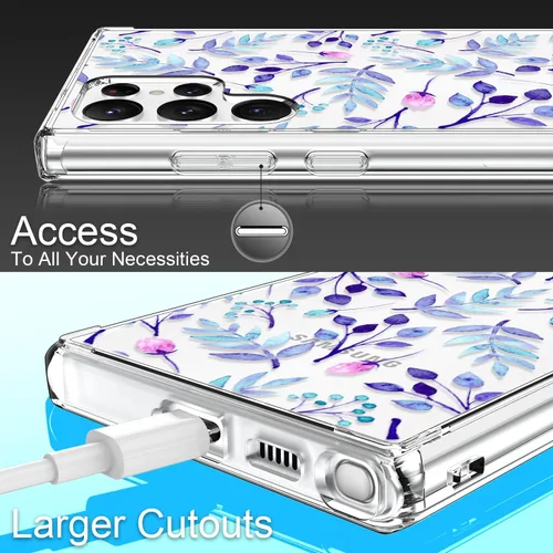 Miniatura 5 de Funda para Galaxy S22 Ultra, transparente para niñas y mujeres, resistente, a prueba de golpes, funda rígida para Samsung Galaxy S22 Ultra, azul