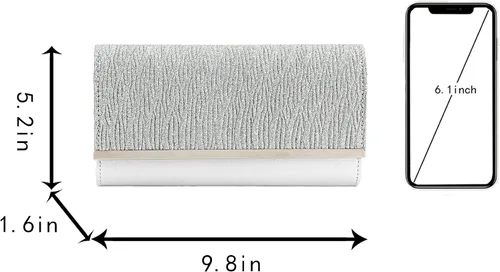 Miniatura 2 de Queena Bolso de mano de noche con purpurina brillante para mujer, bolso de cadena para boda, fiesta de graduación, regalo para mamá, esposa, novia