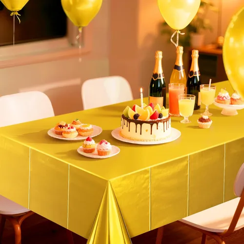 Miniatura 3 de Just Shimmer 2 Piezas de Mantel Metálico de Oro Brillante - Acabado Mate Impresionante, Duradero y Fácil de Limpiar - Perfecto para Decoraciones
