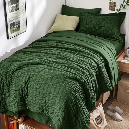 Miniatura 59 de HYMOKEGE - Juego de edredón tamaño king, color verde azulado, de sirsaca, de 7 piezas, para todas las estaciones, en una bolsa, para dormitorio
