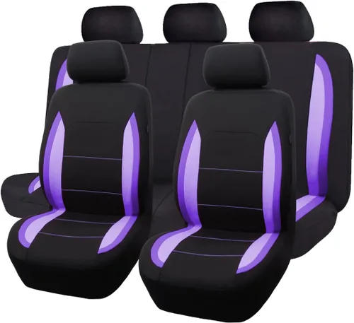 Miniatura 26 de Flying Banner Fundas de asiento de coche, asientos delanteros, asiento trasero, poliéster, protectores de asiento de automóvil, instalaciones Negro