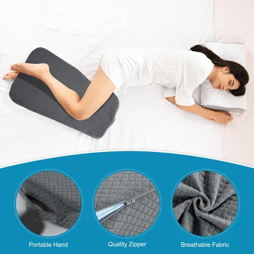 Miniatura 6 de HOMBYS Almohada de rodilla de espuma viscoelástica para dormir de lado, almohada de piernas para rodilla, separa las rodillas para la alineación