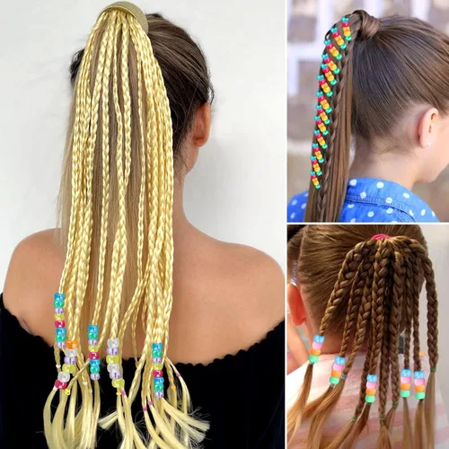 Miniatura 5 de Miss Rabbit Cuentas de pony de 24 colores para la fabricación de joyas, cuentas de pelo para trenzas con cuentas de pelo, kit de pulseras Kandi 24