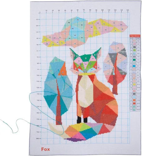 Miniatura 8 de Bright Creations Fox & Cat - Kits de punto de cruz, kit fácil para principiantes, hilo de bordar y agujas, tela preimpresa y patrones de punto