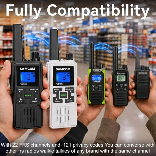 Miniatura 8 de SAMCOM FRS - Radios bidireccionales, sin licencia, llamada de grupo familiar, radio de 2 vías FCC‑certified UHF Two Way Radios 22 Channels with