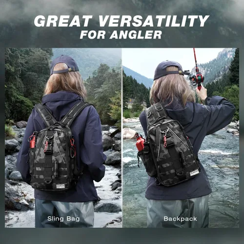 Miniatura 2 de Mochila de Pesca Ghosthorn con Bolsa de Aparejos y Bandolera - Mochila con Soporte para Caña - Caja de Aparejos Ligera para Regalos de Pesca