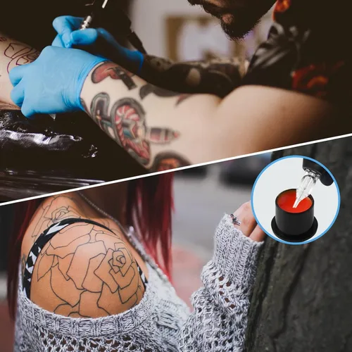 Miniatura 7 de Autdor - Tapas de tinta para tatuajes, 300 unidades, tazas con base de pigmento, tazas #11, pequeñas #14, medianas #17, grandes para accesorios