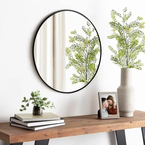 Miniatura 4 de Fabuday Espejo redondo negro para pared de 24 pulgadas, espejo circular para baño, entrada, sala de estar, pasillo, decoración de tocador, espejo