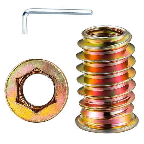 Miniatura 9 de Wensilon 1/4 "-10 200 piezas de insertos roscados para madera hexagonal, insertos de madera, tuercas para muebles