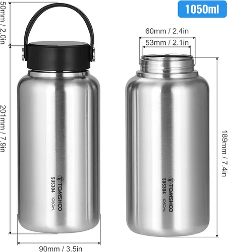 Miniatura 2 de HUIOP Botella de agua deportiva a prueba de fugas de acero inoxidable de 35.5 fl oz para fitness, correr, yoga, senderismo
