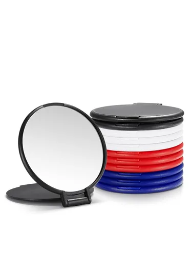 Espejo compacto a granel, espejo de maquillaje redondo para bolso, juego de 12 (4 colores), rojo, azul, negro, blanco