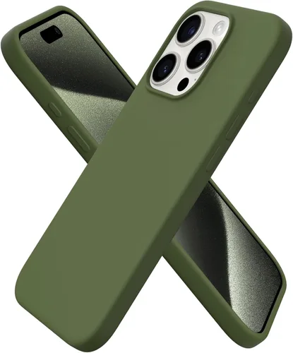 Miniatura 16 de ORNARTO Funda compatible con iPhone 15 Pro de 6.1 pulgadas, silicona líquida de 3 capas cubierta completa de goma de gel suave, funda protectora