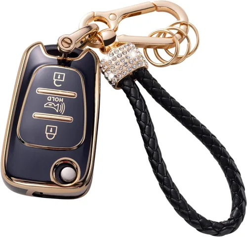 Miniatura 40 de Gematay Funda protectora para llavero VW Volkswagen con cordón para llavero, compatible con VW Jetta Golf Polo MK7 Passat Beetle Smart Key Case