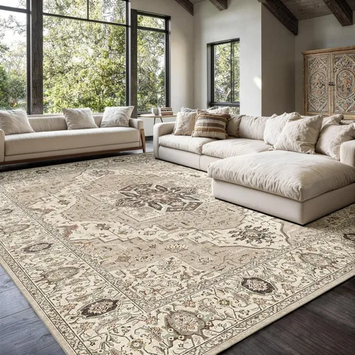 Miniatura 9 de Alfombra vintage lavable de 2 x 3: alfombra pequeña resistente a las manchas para baño, entrada, antideslizante, para dormitorio, ultra suave