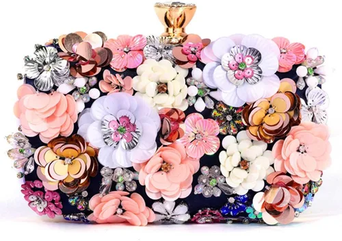 BBTT.ful Las mujeres embragues flor noche bolso cadena correa hombro bolso bolso boda bolso bolso, Negro -