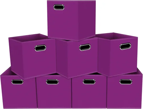 Miniatura 37 de Contenedores de almacenamiento de tela, organizadores de tela con asa, cubos plegables para almacenamiento de tela o accesorios, 11 x 11 x 11 Naranja
