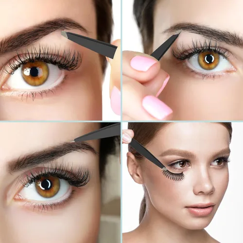 Miniatura 5 de SWEET VIEW Juego de 7 pinzas para cejas para mujeres, pinzas de precisión con tijeras para cejas y navaja y bobina para depilación facial, barbilla