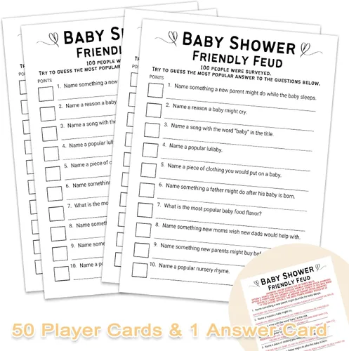 Miniatura 2 de Kihraw Juegos de baby shower, 50 tarjetas de juego de peleas aptas para baby shower, género neutro, minimalista