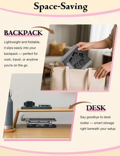 Miniatura 7 de Soporte para Tablet para iPad, Soporte Plegable de Aluminio Giratorio 360° – Soporte de Escritorio Ajustable Compatible con iPad Pro 12.9/11