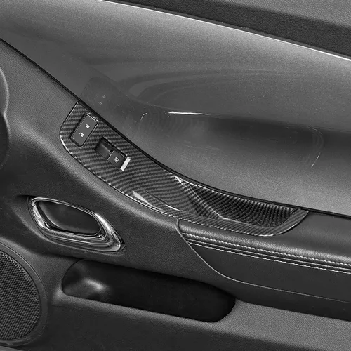 Miniatura 6 de Cubierta de interruptor de elevación de ventana de fibra de carbono Kit de ajuste de botón interior para Chevrolet Chevy Camaro 2010-2015