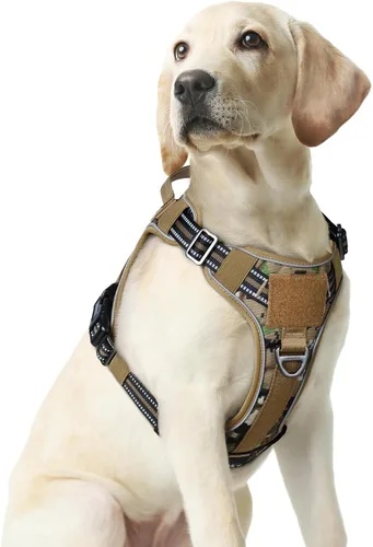 Miniatura 28 de rabbitgoo - Arnés para perros pequeño sin tirones, chaleco táctico de servicio con Molle y asa de control, arnés militar ajustable y reflectante