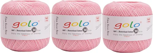 Miniatura 111 de Hilo de ganchillo golo para tejer a mano Tamaño 30, hilo para calados color Hibiscus-166 166-Hibiscu