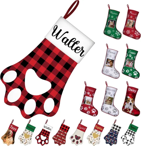 Miniatura 12 de Medias de Navidad de raza de perro personalizadas con texto de nombre, regalos de decoración de calcetines de Navidad personalizados para perros