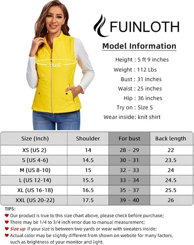 Miniatura 4 de Fuinloth - Chaleco acolchado para mujer, diseño de cuello alto, ligero, con cierre