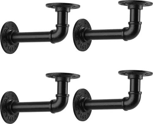 Miniatura 9 de Soporte de estante de tubo de 1/2 pulgada, soporte de estante flotante montado en la pared, soporte de metal colgante de pared punk de vapor