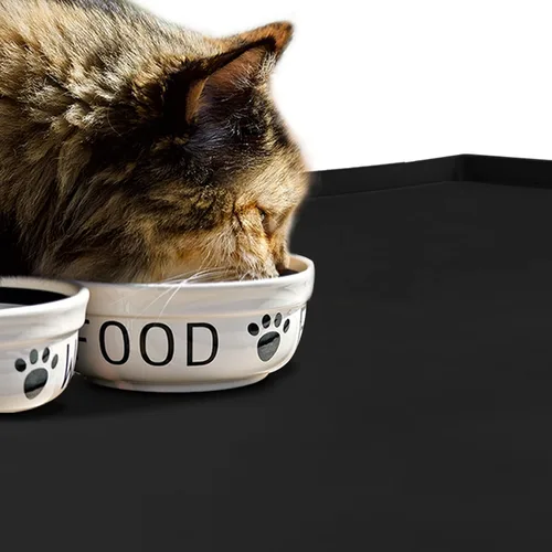 Miniatura 6 de Mantel individual de silicona para cuencos para comer para perros y gatos, impermeable, antideslizante. Tamaño: (18.5 x 11.5 pulgadas) borde elevado