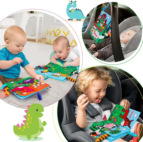 Miniatura 7 de 2 piezas de libros de bebé arrugados de alto contraste de 0 a 6 meses, juguetes sensoriales interactivos para bebés de 9 a 12 meses, actividades