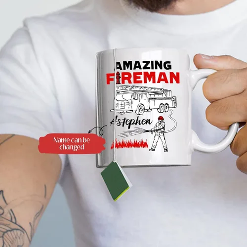 Miniatura 2 de Increíble taza de bombero Taza de café personalizada de bombero Taza de bombero personalizada idea de regalo para bombero Taza de bombero