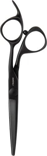 Fromm Tijeras profesionales de corte de pelo de 5.75 pulgadas, 1 pieza de precisión deslizante y punta, tijeras de acero japonés negro mate con hoja