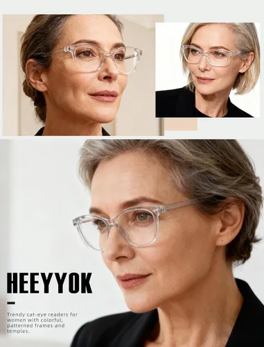 Miniatura 6 de HEEYYOK 0.50 Gafas de lectura para mujeres, 4 unidades, transparentes, diseño ojo de gato, para caras pequeñas, lentes de lectura flexibles