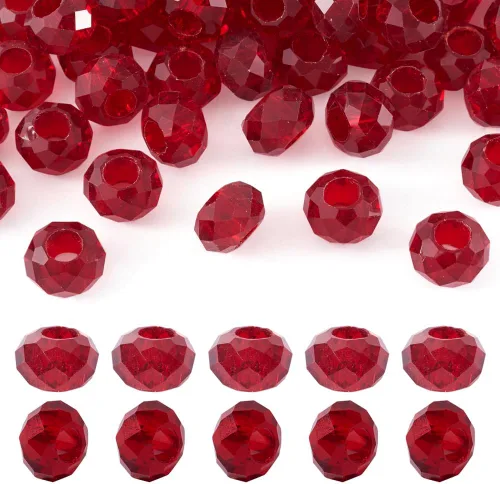 Miniatura 17 de KISSITTY - 100 cuentas europeas facetadas de vidrio transparente a granel, cuentas espaciadoras sueltas de cristal a granel, sin núcleo de metal