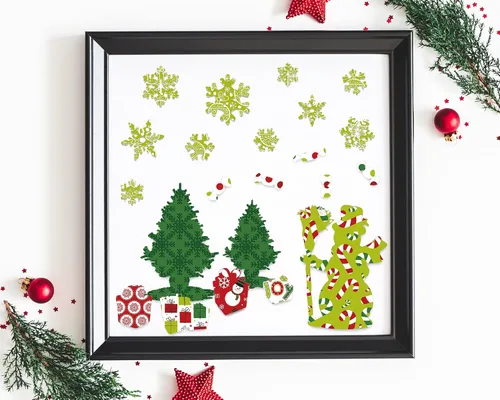 Miniatura 6 de Whaline Juego de 60 hojas de papel con patrón de Navidad, 12 diseños de tamaño A5, muñeco de nieve, Papá Noel, hombre de jengibre, papel brillante