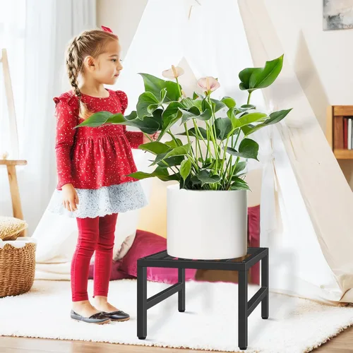 Miniatura 6 de Soporte para plantas para interiores y exteriores, soporte de pedestal de hierro forjado resistente, soporte de metal para plantas